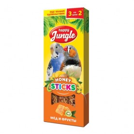 Happy Jungle Палочки с медом и фруктами для попугаев и декоративных птиц, 3 шт, 90 г