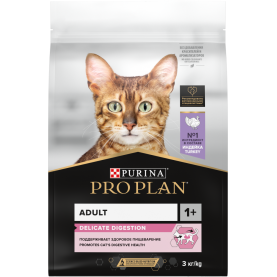 Purina Pro Plan Delicate Сухой корм с индейкой для взрослых кошек, 3 кг