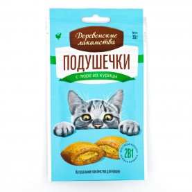 Деревенские лакомства Лакомство подушечки с пюре из курицы для кошек, 30 г