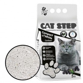 CAT STEP Compact White Carbon Наполнитель комкующийся минеральный, 5 л
