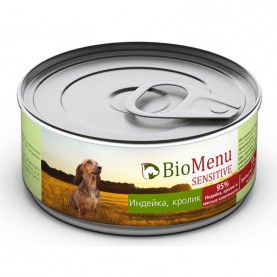 BioMenu SENSITIVE Консервы для собак Индейка/Кролик, 100гр