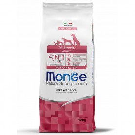 Monge Monoprotein Adult Сухой корм с говядиной и рисом для собак, упаковка 12 кг