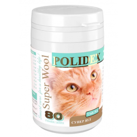 Polidex Витамины Super Wool для шерсти, кожи, когтей и профилактики дерматитов для кошек, упаковка (200 шт), поштучно