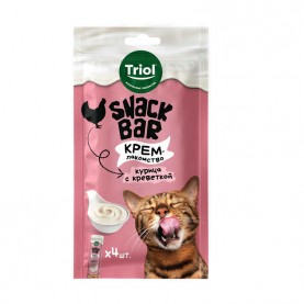 Triol SNACK BAR Лакомство крем из курицы с креветкой для кошек, 10 г