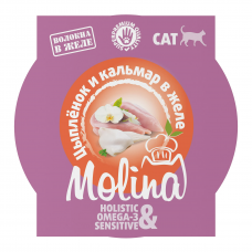 MOLINA Holistic Ламистер с цыпленком и кальмаром в желе для взрослых кошек, 75 г