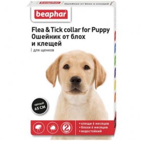 Beaphar Ошейник от блох и клещей черный для щенков старше 6 месяцев, 65 см