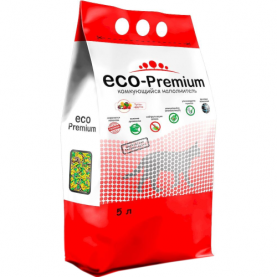 Eco-Premium Тутти-фрутти Наполнитель древесный комкующийся для кошачьего туалета, 1.9 кг (5 л)