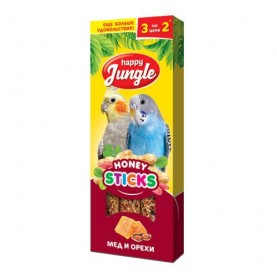 Happy Jungle Палочки с медом и орехами для попугаев и декоративных птиц, 3 шт, 90 г