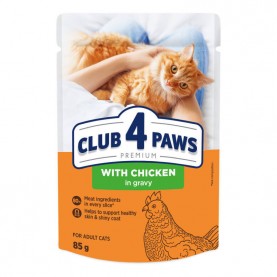 Club4Paws Влажный корм с курицей в соусе для кошек, 100 г