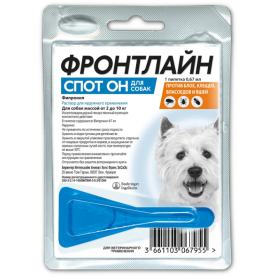 Фронтлайн Spot-On Капли против блох, клещей и вшей для собак (2-10 кг), 0.67 мл, 1 пипетка