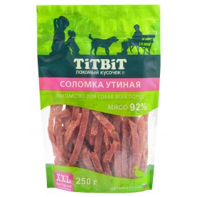 Titbit Лакомство Соломка утиная XXL (выгодная упаковка) для собак, 250 г