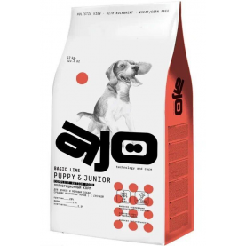 AJO Dog PUPPY & JUNIOR Сухой полнорационный корм с индейкой, свининой и гречкой для щенков и молодых собак средних и крупных пород, упаковка 12 кг