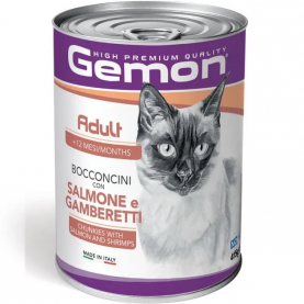Gemon Влажный корм с лососем и креветкой для кошек, 415 г