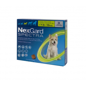 NexGard SPECTRA от клещей, гельминтов и блох для собак (7,5 - 15 кг) упаковка 3 шт, поштучно