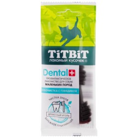 Титбит Dental+ Лакомство для собак маленьких пород Зубочистка с говядиной, 26 г
