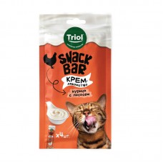 Triol SNACK BAR Лакомство крем из курицы с лососем для кошек, 10 г