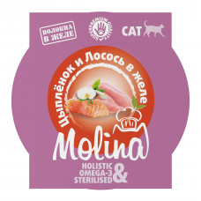 MOLINA Holistic Ламистер с цыпленком и лососем в желе для взрослых кошек, 75 г