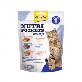 GimCat Лакомство для кошек Подушечки с лососем, форелью и креветками, 150 г