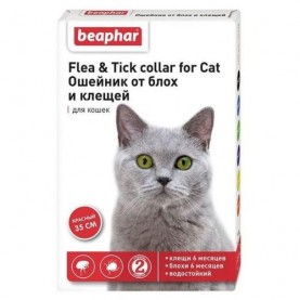 Beaphar Ошейник от блох и клещей красный для кошек, 35 см