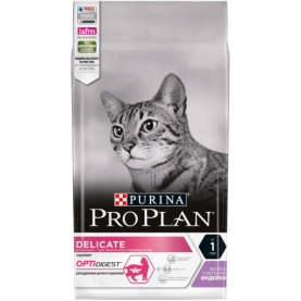 Purina Pro Plan Delicate Сухой корм с индейкой для взрослых кошек c чувствительным пищеварением, 1.5 кг