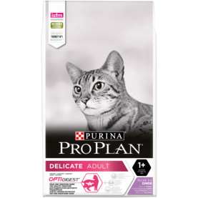 Purina Pro Plan Delicate Сухой корм с индейкой для взрослых кошек, упаковка 10 кг, на развес 1 кг