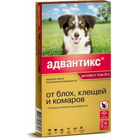 АДВАНТИКС Капли против блох, клещей и вшей для собак (10-25 кг), (упаковка 4 пипетки), поштучно