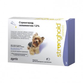 Стронгхолд 30 мг (12%) Капли против глистов, блох и клещей для собак (2.6-5 кг), 0.25 мл, (упаковка 1 пипетка)