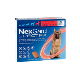 NexGard SPECTRA от клещей, гельминтов и блох для собак (30 - 60 кг) упаковка 3 шт, поштучно