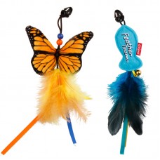 Gigwi CARBON POWER Дразнилка телескопическая с двумя насадками (бабочка и мышка) для кошек, 30 см