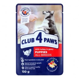 Club4Paws Влажный корм с индейкой в соусе для собак, 100 г