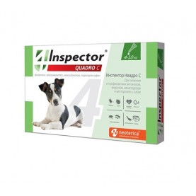 Inspector Quadro С Капли от глистов, блох и клещей для собак (4-10 кг), (упаковка 3 пип), поштучно