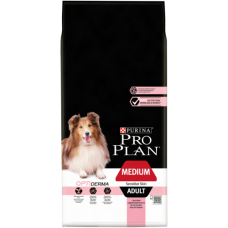 Purina Pro Plan Сухой корм с лососем для взрослых собак средних пород с чувствительной кожей, упаковка 14 кг