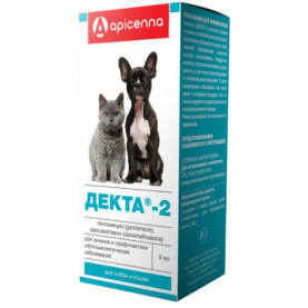 Декта-2 Капли для лечения и профилактики заболеваний глаз для кошек и собак, 5 мл
