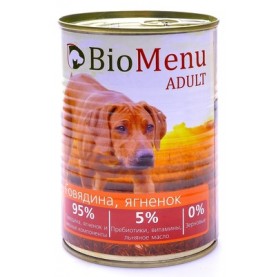 BioMenu Adult Консервы с говядиной и ягненков для собак, 410 г