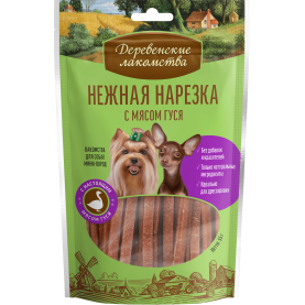 Деревенские лакомства Лакомство нарезка из мяса гуся для собак мелких пород, 55 г