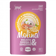 MOLINA Holistic Паучи с цыпленком и креветкой в желе для взрослых кошек, 70 г