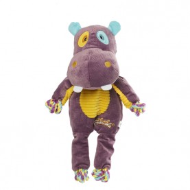 Gigwi PLUSH FRIENDZ Игрушка Бегемот с веревкой для собак, 34 см