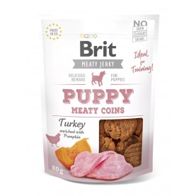 Brit Meaty Jerky лакомство медальоны из индейки и курицы для щенков, 80 г