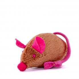 DUVO+ Игрушка для кошек мягкая "Мышка плюшевая", коричнево-розовая, 12,5 см