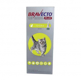 Bravecto Cat Капли от блох, клещей и гельминтов для кошек 1,2 - 2,8 кг, 1 шт