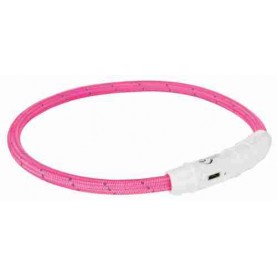 Trixie Ошейник с подсветкой, розовый, USB для собак, размер L-XL, 65 см/7 мм