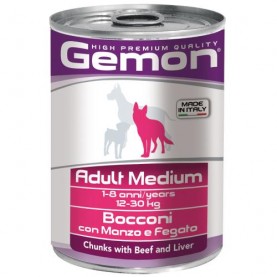 Gemon Влажный корм с говядиной и печенью для собак средних пород (12-30 кг), 415 г