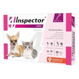 Inspector Quadro С Капли от глистов, блох и клещей для кошек и собак (0.5-2 кг), (упаковка 3 пип), поштучно