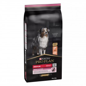 Purina Pro Plan Сухой корм с лососем для взрослых собак средних пород с чувствительной кожей, упаковка 14 кг, на развес 1 кг