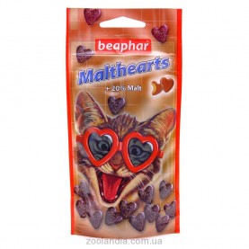 Beaphar Лакомство хрустящие сердечки с мальт-пастой для кошек и котят, 52.5 г