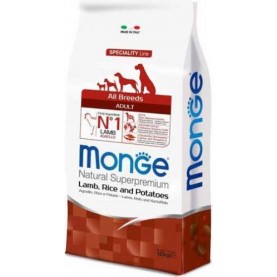 Monge Monoprotein Adult Сухой корм с ягненком, рисом и картофелем для собак, упаковка 12 кг