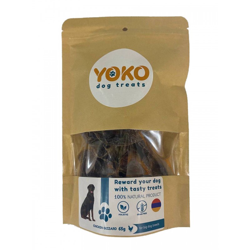 Yoko Лакомство куриные желудки для собак средних и крупных пород, 65 г