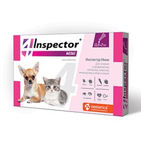Inspector Mini Капли против глистов, блох и клещей для кошек и собак (0.5-2 кг), 1 пипетка