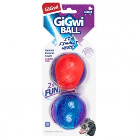 Gigwi Игрушка Два мяча с пищалкой для собак, 6 см
