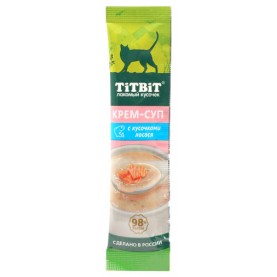Titbit Лакомство крем-суп с кусочками лосося для кошек, 10 г